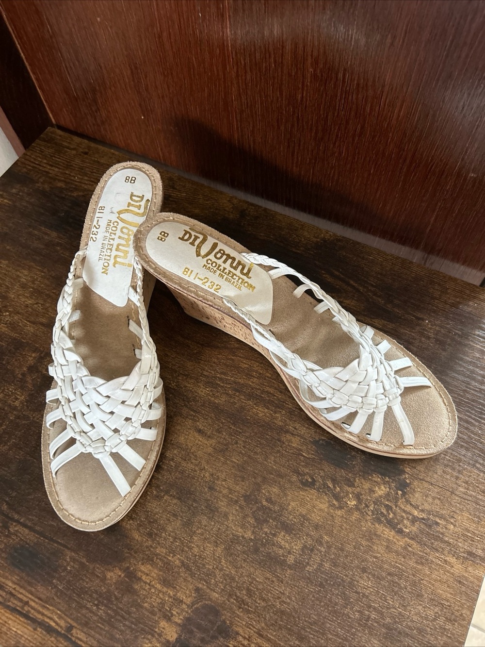 Vintage 1970s DiVonni White Braided Wedge Sandals - Picture 2 of 6
